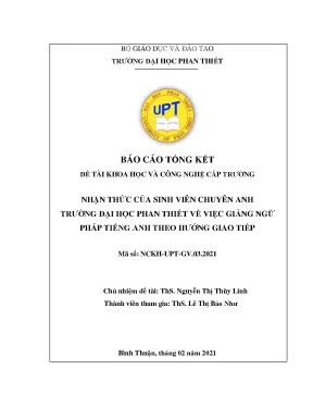 Các nhận thức của sinh viên chuyên anh về việc giảng ngữ pháp tiếng anh theo hướng giao tiếp english majored students perceptions of learning english grammar com