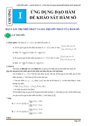Chuyên đề giá trị lớn nhất giá trị nhỏ nhất của hàm số