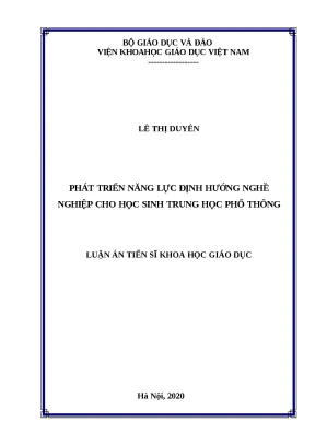 Luận án phát triển năng lực định hướng nghề nghiệp cho học sinh trung học phổ thông