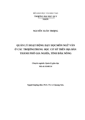 0481 quản lý hoạt động dạy học môn ngữ văn ở các trường trung học cơ sở trên địa bàn thành phố gia nghĩa tỉnh đăk nông luận văn tốt nghiệp