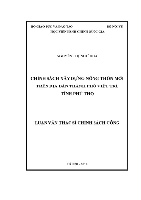Chính sách xây dựng nông thôn mới trên địa bàn thành phố việt trì tỉnh phú thọ