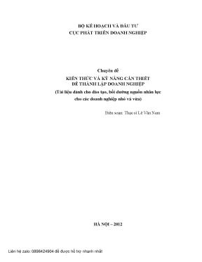 Chuyên đề kiến thức và kỹ năng cần thiết để thành lập doanh nghiệp
