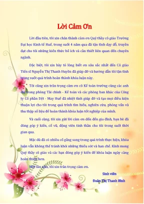 Khóa luận tốt nghiệp hoàn thiện kế toán nguyên vật liệu tại công ty cổ phần dệt may huế