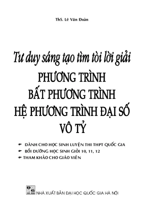 Tư duy sáng tạo tìm tòi lời giải phương trình bất phương trình