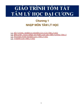 Giáo trình tóm tắt tâm lý học đại cương chương 1 nhập môn tâm lý học