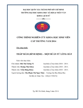 Tháp nẫm bình định một bí ẩn từ lòng đất công trình nghiên cứu khoa học sinh viên cấp trường