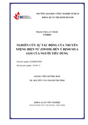 Nghiên cứu sự tác động của truyền miệng điện tử ewom đến ý định mua sắm của người tiêu dùng