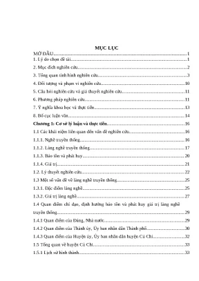 Luận văn thạc sĩ bảo tồn và phát huy giá trị các làng nghề truyền thống ở huyện củ chi thành phố hồ chí minh