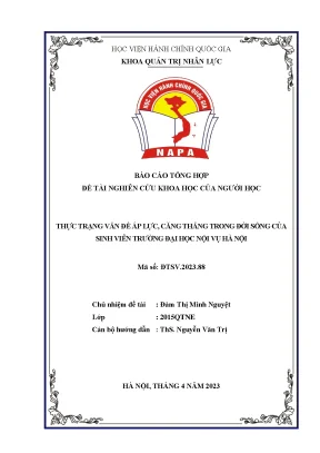 Thực trạng vấn đề áp lực và căng thẳng trong đời sống của sinh viên trường đại học nội vụ hà nội nay là học viện hành chính quốc gia