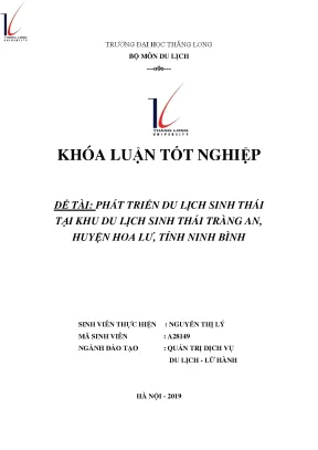 Phát triển du lịch sinh thái tại khu du lịch sinh thái tràng an huyện hoa lư tỉnh ninh bình