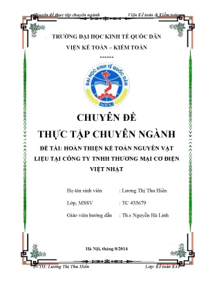 Hoàn thiện kế toán nguyên vật liệu tại công ty tnhh thương mại cơ điện việt nhật