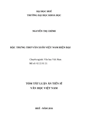 Luận án đặc trưng thơ văn xuôi việt nam hiện đại