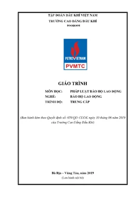 Giáo trình pháp luật bảo hộ lao động nghề bảo hộ lao động trình độ trung cấp