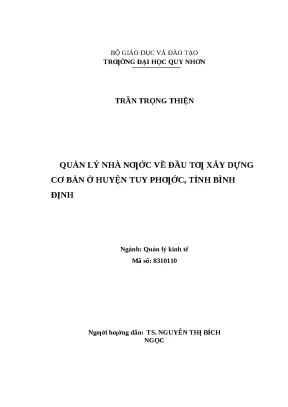 0395 quản lý nhà nước về đầu tư xây dựng cơ bản ở huyện tuy phước tỉnh bình định luận văn tốt nghiệp