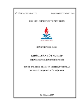 Chuyên ngành kinh tế đối ngoại giải pháp đẩy mạnh xuất khẩu hạt điều việt nam