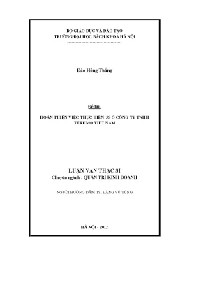 Hoàn thiện việc thực hiện 5s ở công ty tnhh terumo việt nam
