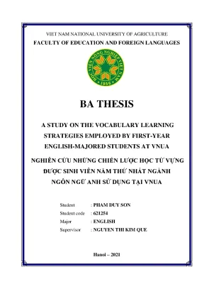 A study on the vocabulary learning strategies employed by first year english majored students at vnua