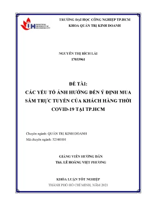 Các yếu tố ảnh hướng đến ý định mua sắm trực tuyến của khách hàng thời covid 19 tại thành phố hồ chí minh