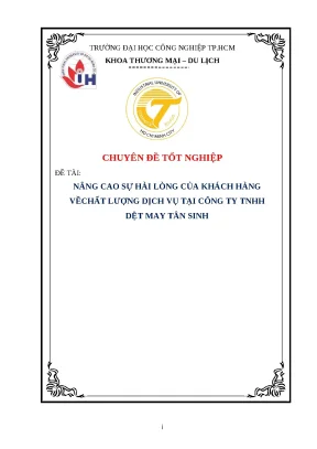 Khóa luận tốt nghiệp kinh doanh quốc tế đề tài nâng cao sự hài lòng của khách hàng vềchất lượng dịch vụ tại công ty tnhh dệt may tân sinh
