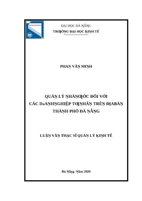 Luận văn quản lý nhà nước đối với các doanh nghiệp tư nhân trên địa bàn thành phố đà nẵng lvts