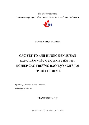 Các yếu tố ảnh hưởng đến sự sẵn sàng làm việc của sinh viên tốt nghiệp các trường đào tạo nghề tại tp hồ chí minh