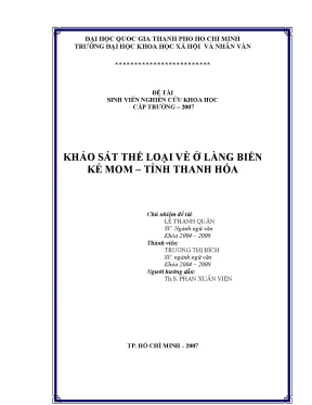 Khảo sát thể loại vè ở làng biển kẻ mom tỉnh thanh hóa đề tài sinh viên nghiên cứu khoa học cấp trường 2007