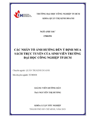 Các nhân tố ảnh hưởng đến ý định mua sách trực tuyến của sinh viên trường đại học công nghiệp thành phố hồ chí minh