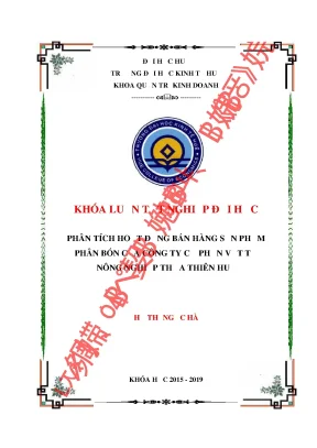Phân tích hoạt động bán hàng sản phẩm phân bón của công ty cổ phần vật tư nông nghiệp thừa thiên huế