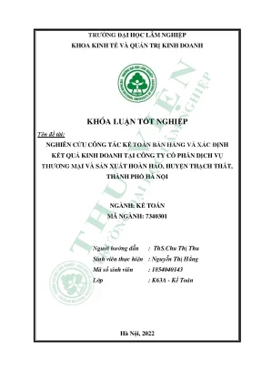 Nghiên cứu công tác kế toán bán hàng và xác định kết quả kinh doanh tại công ty cổ phần dịch vụ thương mại và sản xuất hoàn hảo huyện thạch thất thành phố hà nội