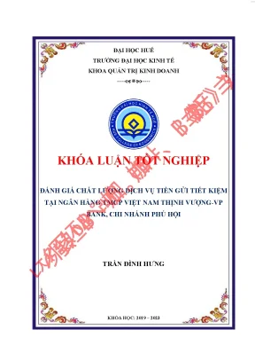 Đánh giá chất lượng dịch vụ tiền gửi tiết kiệm tại ngân hàng tmcp việt nam thịnh vượng vp bank chi nhánh phú hội