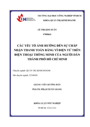 Các yếu tố ảnh hưởng đến sự chấp nhận thanh toán bằng ví điện tử trên điện thoại thông minh của người dân thành phố hồ chí minh