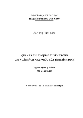 0547 quản lý chi thường xuyên trong chi ngân sách nhà nước của tỉnh bình định luận văn tốt nghiệp