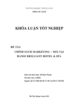 Khóa luận chính sách marketing mix tại hanoi brilliant hotel spa