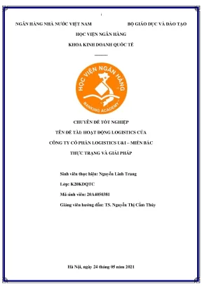 Chuyên đề tốt nghiệp tên đề tài hoạt động logistics của công ty cổ phần logistics ui miền bắc thực trạng và giải pháp