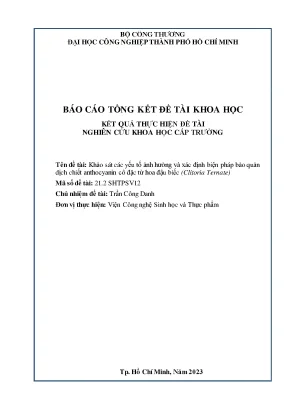 Khảo sát các yếu tố ảnh hưởng và xác định biện pháp bảo quản dịch chiết anthocyanin có đặc từ hoa đậu biếc clitoria ternate