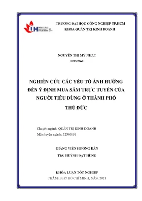 Nghiên cứu các yếu tố ảnh hưởng đến ý định mua sắm trực tuyến của người tiêu dùng ở thành phố thủ đức