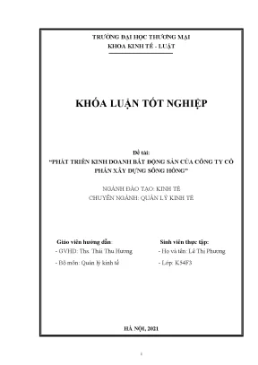 Phát triển kinh doanh bất động sản của công ty cổ phần xây dựng sông hồng