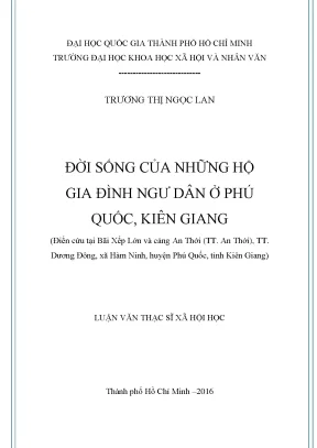Đời sống của những hộ gia đình ngư dân ở phú quốc kiên giang điển cứu tại bãi xếp lớn và cảng an thới tt an thới tt dương đông xã hàm ninh huyện phú quốc tỉnh kiên giang lu