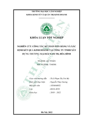 Nghiên cứu công tác kế toán bán hàng và xác định kết quả kinh doanh tại công ty tnhh xây dựng thương mại hải nam hòa bình