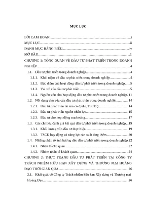 Luận văn hoạt động đầu tư phát triển tại công ty trách nhiệm hữu hạn xây dựng và thương mại hoàng đạo