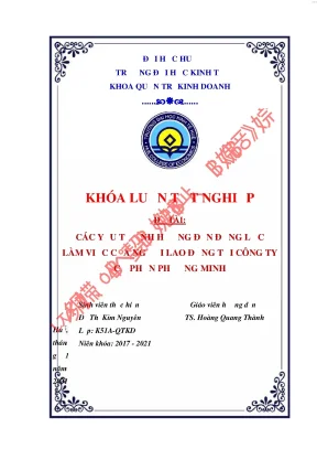 Các yếu tố ảnh hưởng đến động lực làm việc của người lao động tại công ty cổ phần phương minh huế