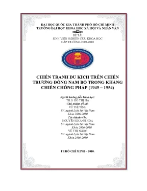 Chiến tranh du kích trên chiến trường đông nam bộ trong kháng chiến chống pháp 1945 1954 đề tài sinh viên nghiên cứu khoa học cấp trường 2009 2010