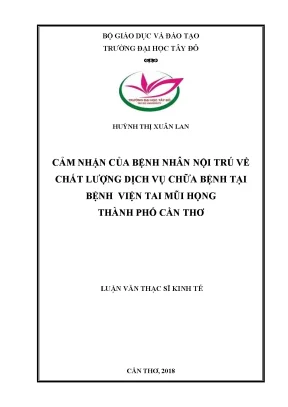 Cảm nhận của bệnh nhân nội trú về chất lượng dịch vụ chữa bệnh tại bệnh viện tai mũi họng thành phố cần thơ