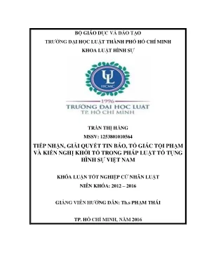 Tiếp nhận giải quyết tin báo tố giác tội phạm và kiến nghị khởi tố trong pháp luật tố tụng hình sự việt nam