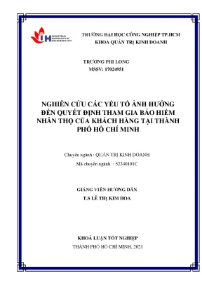 Nghiên cứu các yếu tố ảnh hưởng đến quyết định tham gia bảo hiểm nhân thọ của khách hàng tại thành phố hồ chí minh