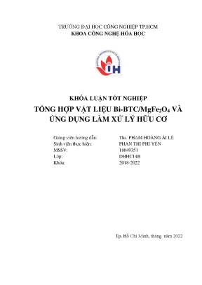Tổng hợp vật liệu bi btcmgfe2o4 và ứng dụng làm xử lý hữu cơ
