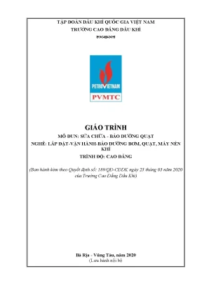 Giáo trình sửa chữa và bảo dưỡng quạt nghề lắp đặtvận hànhbảo dưỡng bơm quạt máy nén khí trình độ cao đẳng
