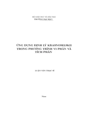 Ứng dụng định lý krasnoselskii trong phương trình vi phân và tích phân