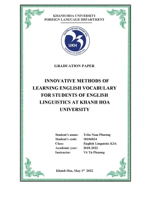 Innovative methods of learning english vocabulary for students of english linguistics at khanh hoa university