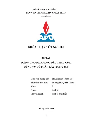 Khóa luận tốt nghiệp nâng cao năng lực đấu thầu của công ty cổ phần xây dựng 31